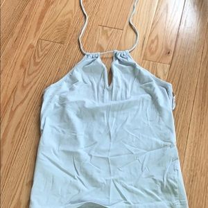 Light blue tie around the neck tank top